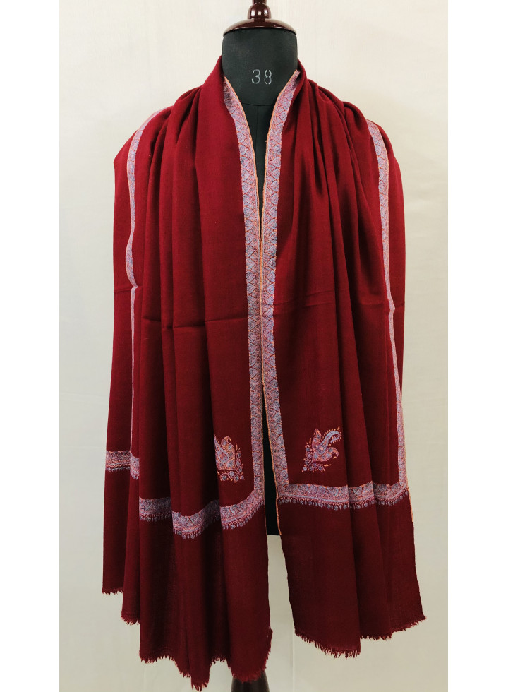 Rio Red Hashidar Sozni Embroidery Cashmere Pashmina Shawl