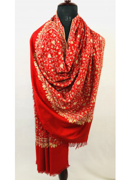True Red Timeless Sozni Hand Embroidered Jaalidar Cashmere Pashmina Shawl