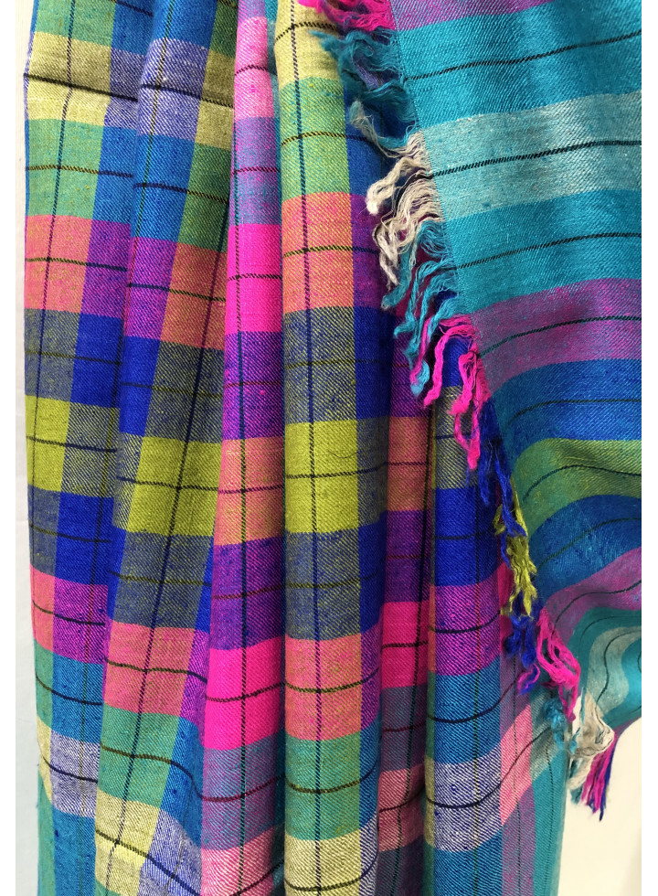 Multicolored Tartan Genuine Cashmere Pashmina Shawl