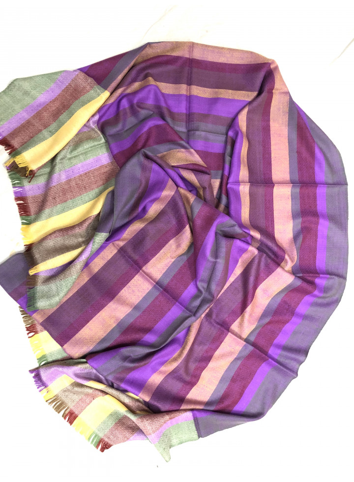 Playful Multicolor Stripes Real Cashmere Pashmina Stole