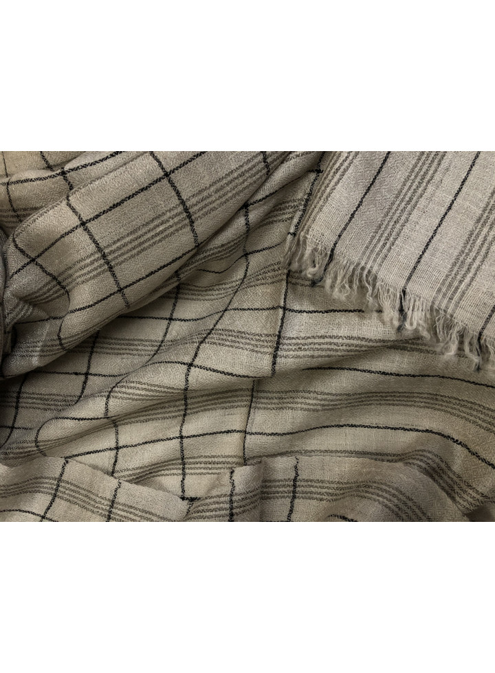 Graph Check Muted Stripes Handmade Pure Cashmere Pashmina Stole