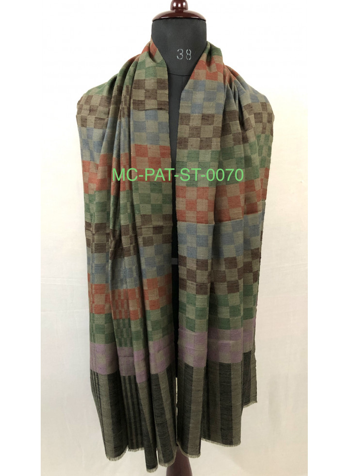 Handwoven Giant Reversible Checkerboard Pattern Pure Cashmere Pashmina Stole