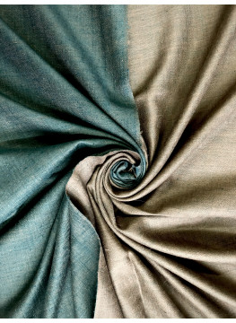 Antique Green And Walnut Reversible Real Cashmere Pashmina Shawl