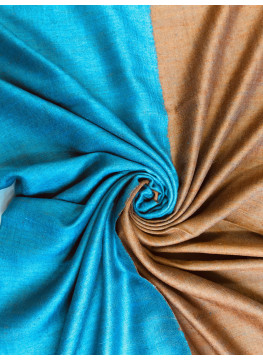 Blue Moon And Gold Flame Reversible Real Cashmere Pashmina Shawl
