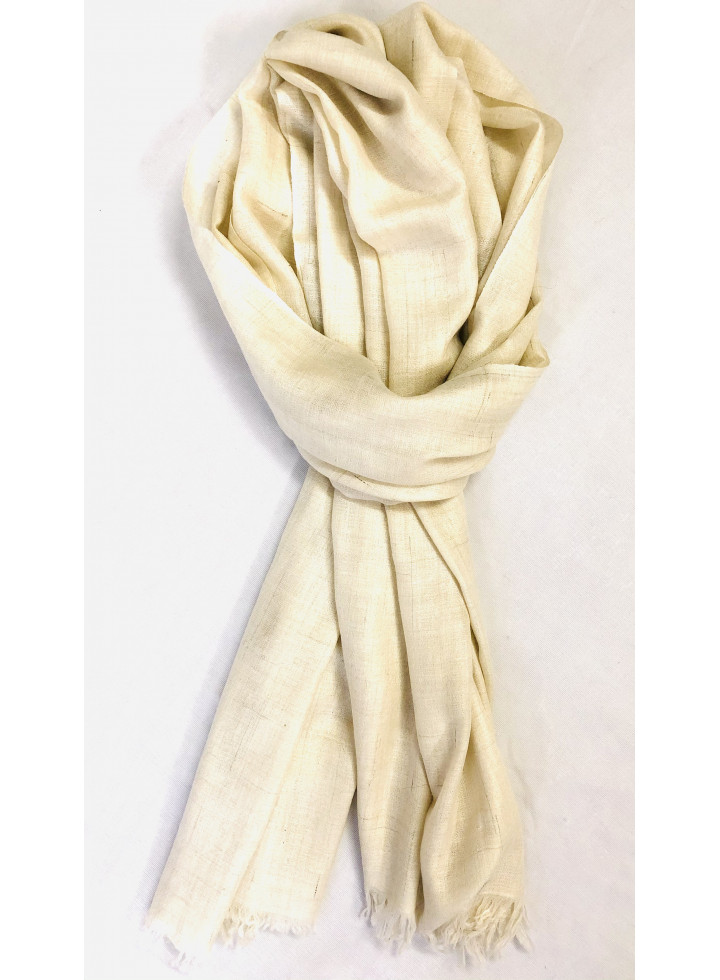 Off White Hand Woven Real Cashmere Pashmina Stole
