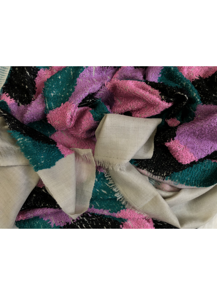 Seamless Hexagon Pattern Handwoven Towel Weave Real Cashmere Pashmina Wrap